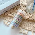 Set of colorful macaron high-elasticity hair ties neatly stored in a clear plastic tube - Striped
