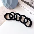 Set of five high-elastic black seamless hair ties made of durable nylon material - Stripe Style / Set of 5 / Black