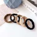 Set of 5 high-elasticity seamless hair bands in earth tones for thick hair styles - Stripe Style / Set of 5 / Coffee Series