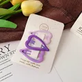 Matte purple heart hair clip set with three different shades on display card - Heart Style