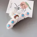 Grande molletta per capelli in peluche con bambola di cartone e bottoni colorati - Fermaglio Ragazzo M-Bean Peluche