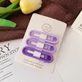 Three-piece set of purple gradient matte hair clips with hollow rectangular design - Oval