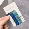 10-piece set of high-elasticity hair ties in gradient blue and green ocean tones - Blue Series