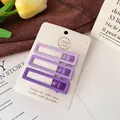 Three-piece set of rectangular matte purple hair clips in a gradient of lilac and violet - Rectangle