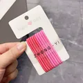 Set of 10 gradient pink high-elastic hair scrunchies on white display card - Rose Pink White