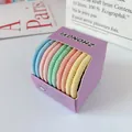 Colorful macaron elastic hair ties set in a purple gift box for women's ponytail - Multicolor Thick Style