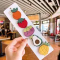 5-piece set of cute felt fruit and vegetable hair clips for kids on a white card - Carrot And Eggplant