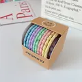 Macaron colored high-elastic spiral hair ties set neatly stored in a brown paper box - Colorful Threaded Style