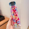 Colorful high-elastic candy-colored hair ties set in a transparent cylinder container - Colorful