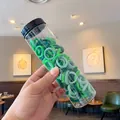Kids elastic hair bands in gradient green set stored in transparent storage tube - Grass Green