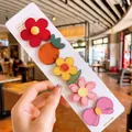 5-piece cartoon magic hair stickers set with flowers and bow on white card - Little Red Flower