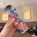 Colorful high-elastic hair ties set for kids stored in a clear portable bottle - Mixed Colors