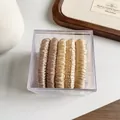 Five-piece set of earth-tone elastic hair ties in a transparent square gift box - Beige Pink