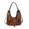 Braune PU-Leder Tote Tasche mit glänzendem Finish und goldenem Tennisschläger-Anhänger - Braun (Mit Anhänger)
