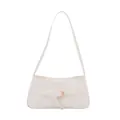 Sac bandoulière minimaliste blanc crème avec boucle dorée et finition en cuir lisse - Blanc
