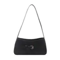 Sac bandoulière noir minimaliste avec une élégante boucle carrée en métal doré - Noir