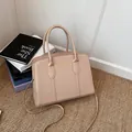 Elegant beige crocodile pattern tote bag with round handles and detachable strap - Khaki