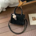 Leopard print crossbody bag in black matte finish with ice cream pendant accessory - With Pendant / Black