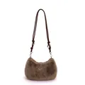 Sac bandoulière en fausse fourrure marron avec bandoulière en cuir et détails dorés - Marron