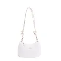 Sac bandoulière blanc en fausse fourrure avec nœuds et plaque dorée élégante - Blanc