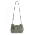 Sac bandoulière en peluche vert clair avec fourrure douce et plaque logo en métal doré - Vert