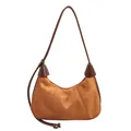 Sac hobo rétro en daim marron avec bandoulière nouée pour un look quotidien - Sans pendentif / Marron