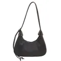 Sac bandoulière demi-lune noir en faux daim avec fines bretelles minimalistes - Sans pendentif / Noir