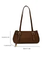 Detail view of vintage brown shoulder bag with croc-embossed strap and size markings - One Size / Dark Brown