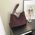 Grote bruine tote bag met luipaardprint van suède imitatie voor herfst mode stijl - Rood