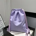 Bolso saco lavanda con cordón minimalista en nailon con acabado satinado mujer - Púrpura