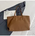 Bolso tote marrón vintage de gran capacidad en cuero PU mate con correas largas - Marrón