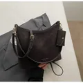 Dark coffee large tote bag in faux suede with contrast stitching and small coin purse - Brown