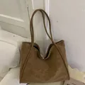 Caramel brown large capacity tote bag in PU leather with magnetic buckle and straps - Brown