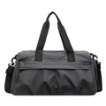 Large capacity dark grey waterproof nylon travel bag with shoulder strap for sports - Gray