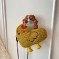 Borsa a tracolla in peluche giallo a forma di cuore con design a papera e manico superiore - Giallo