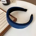 Diadema acolchada de terciopelo azul oscuro con diseño elegante para mujer retro - Azul