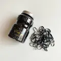 High elasticity black disposable hair ties set in clear storage jar with silver lid - Black Jar Pack