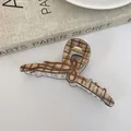 Pince à cheveux à carreaux marron avec nœud élégant et lettrage artistique blanc - Café Foncé Carreaux Pince Nœud