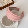 Serre-tête en velours rose avec petit pendentif cœur argenté et doublure grise - Serre-tête Large / Rose