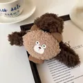 Pluche bruine teddybeer haarklem voor dames gemaakt van zacht imitatiebont - Bruine Beer Stijl
