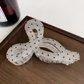 Grande molletta per capelli a fiocco traslucida con pois neri e brillantini glitter - Fiocco a Pois