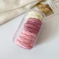 Set of durable high-elasticity hair ties in beige and pink with ribbed texture in a clear box - Pink Series Canned Set
