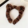 Pluche kattenoren hoofdband met bruine luipaardprint van imitatiebont voor dames - Lichte Luipaardprint Kattenoor Hoofdband