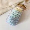 Macaron colored high elasticity hair ties in a clear plastic box for girls' ponytail - Blue Series Canned Set