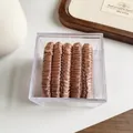 Set of 5 brown satin hair scrunchies in a clear square storage box with high elastic silk - Pink