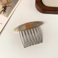 Elegant marbled acetate hair side comb with metal teeth for stylish updo hair styling - Multicolor Comb