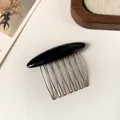 Elegant black acetate hair side comb with France Handmade script and metal teeth - Black Comb