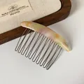 Pink and green acetate hair comb with bronze metal teeth and marble pattern finish - Multicolor Oval Hair Comb