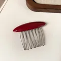 Elegante pettine per capelli in acetato rosso scuro con dieci denti in metallo - Pettine Rosso Vino