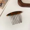 Pettine per capelli fatto a mano in acetato tartarugato con 7 denti in metallo - Pettine Blu Marrone